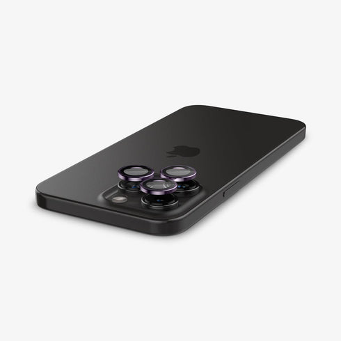 AGL07163 - iPhone 15 Pro / 15 Pro Max Optik Pro Lens Protector in natural titanium showing the device